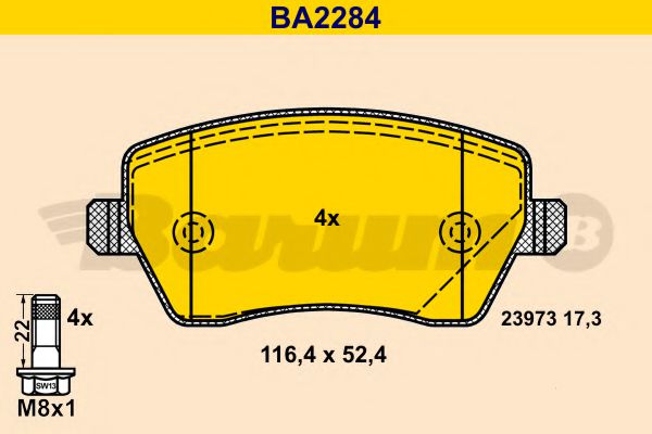 BARUM BA2284 Тормозные колодки BARUM для MERCEDES-BENZ