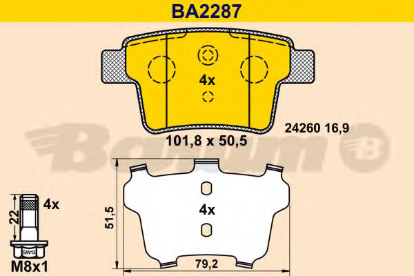 BARUM BA2287 Тормозные колодки для JAGUAR