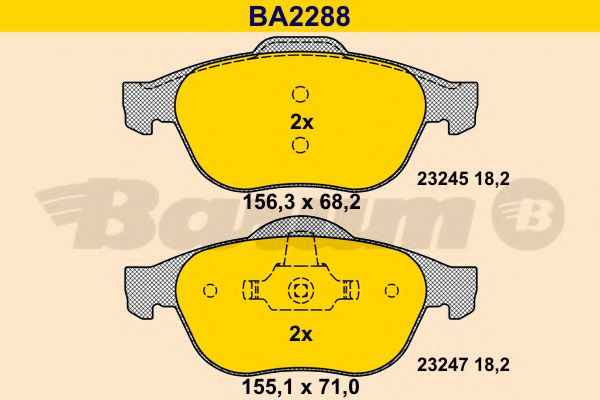 BARUM BA2288 Тормозные колодки BARUM для RENAULT