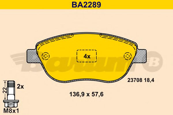BARUM BA2289 Тормозные колодки BARUM для FIAT