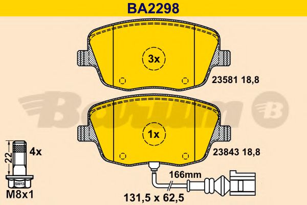 BARUM BA2298 Тормозные колодки BARUM для SEAT