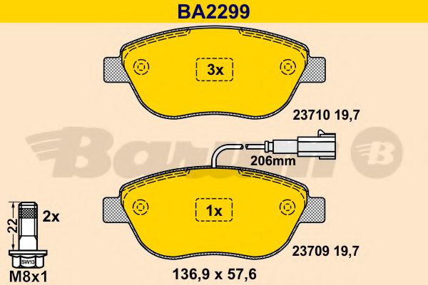 BARUM BA2299 Тормозные колодки BARUM для CHRYSLER