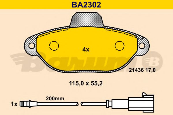 BARUM BA2302 Тормозные колодки BARUM для FIAT