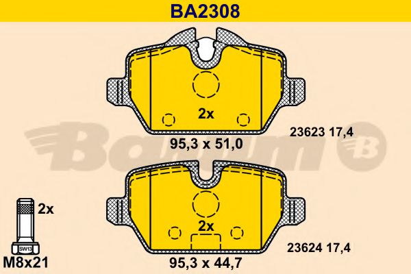 BARUM BA2308 Тормозные колодки для MINI