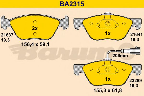 BARUM BA2315 Тормозные колодки BARUM для FIAT