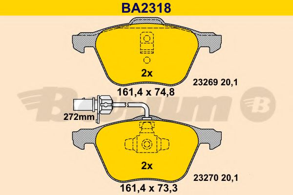 BARUM BA2318 Тормозные колодки BARUM для SEAT
