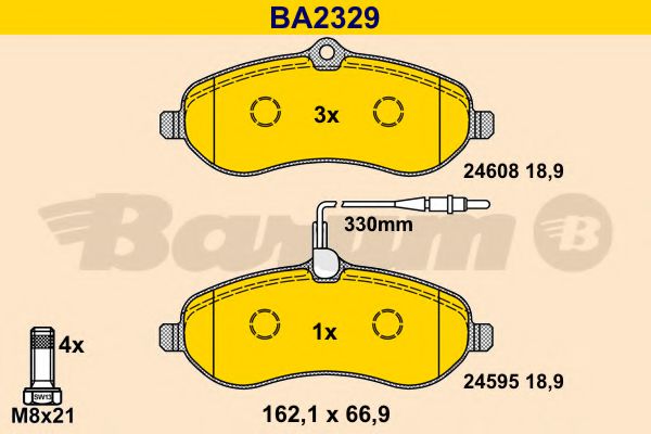 BARUM BA2329 Тормозные колодки BARUM для PEUGEOT