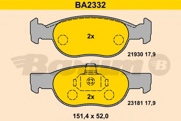 BARUM BA2332 Тормозные колодки BARUM для FIAT