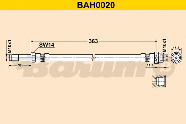 BARUM BAH0020 Тормозной шланг BARUM для MERCEDES-BENZ