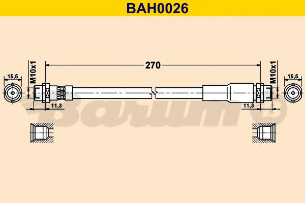 BARUM BAH0026 Тормозной шланг BARUM 