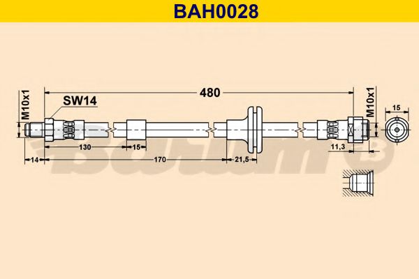 BARUM BAH0028 Тормозной шланг BARUM для MERCEDES-BENZ