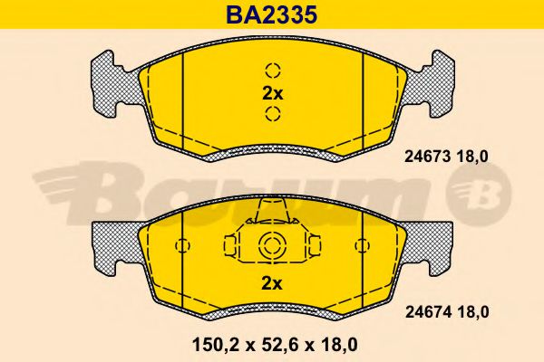 BARUM BA2335 Тормозные колодки BARUM для RENAULT