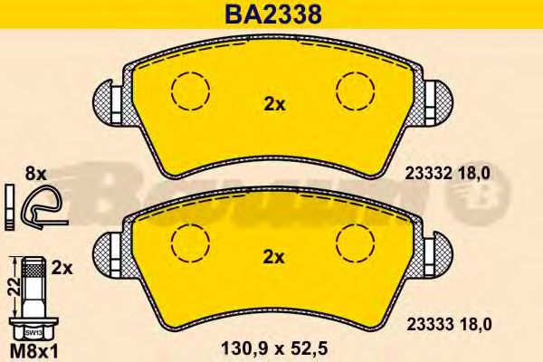 BARUM BA2338 Тормозные колодки BARUM для PEUGEOT 206