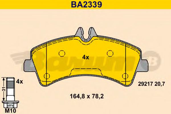 BARUM BA2339 Тормозные колодки BARUM для MERCEDES-BENZ