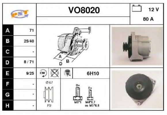 SNRA VO8020 Генератор для VOLVO 940