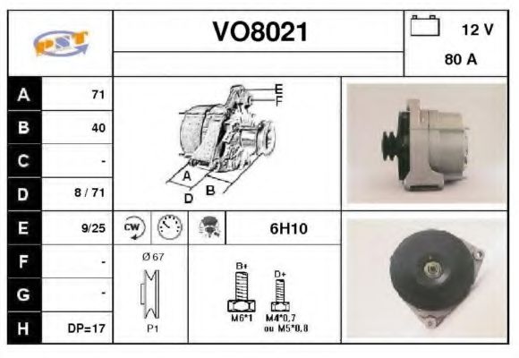 SNRA VO8021 Генератор для VOLVO 940
