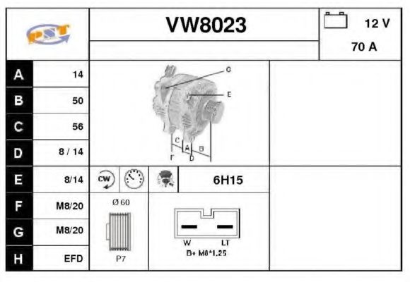 SNRA VW8023 Генератор SNRA для SEAT