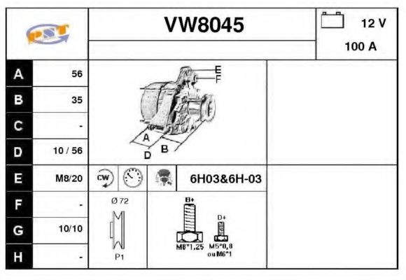 SNRA VW8045 Генератор SNRA для SEAT
