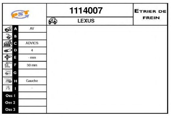 SNRA 1114007 Тормозной суппорт SNRA для LEXUS