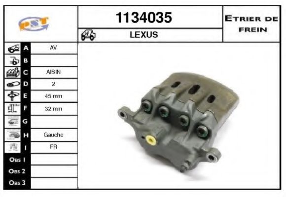 SNRA 1134035 Тормозной суппорт SNRA для LEXUS