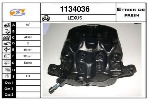 SNRA 1134036 Тормозной суппорт SNRA для LEXUS