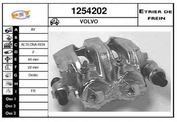 SNRA 1254202 Тормозной суппорт SNRA для VOLVO 940