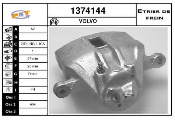 SNRA 1374144 Тормозной суппорт SNRA для VOLVO 940
