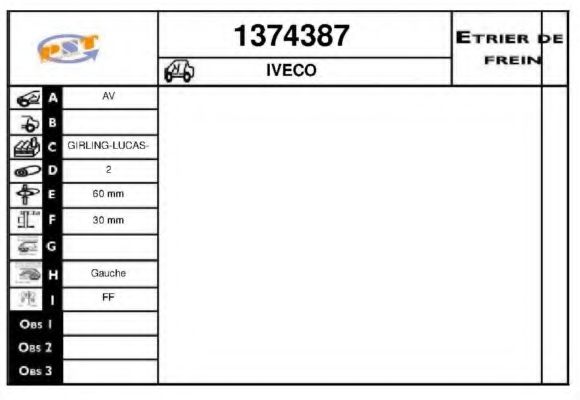 SNRA 1374387 Тормозной суппорт 