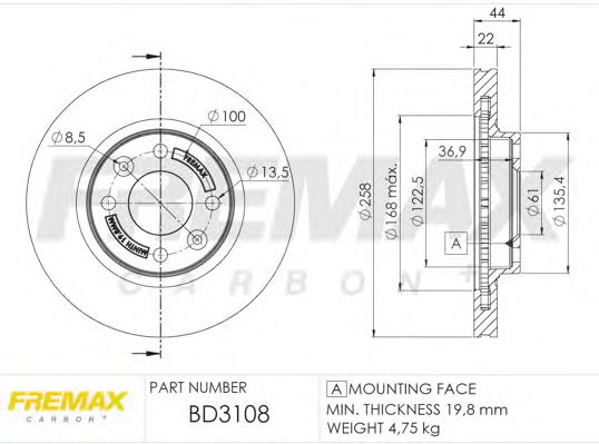 FREMAX BD3108 Тормозные диски FREMAX для SMART
