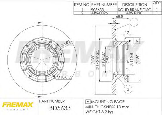 FREMAX BD5633 Тормозные диски FREMAX для FORD