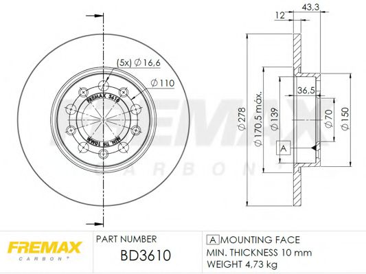 FREMAX BD3610 Тормозные диски FREMAX для FIAT