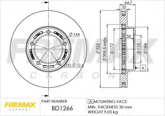 FREMAX BD1266 Тормозные диски FREMAX для TOYOTA