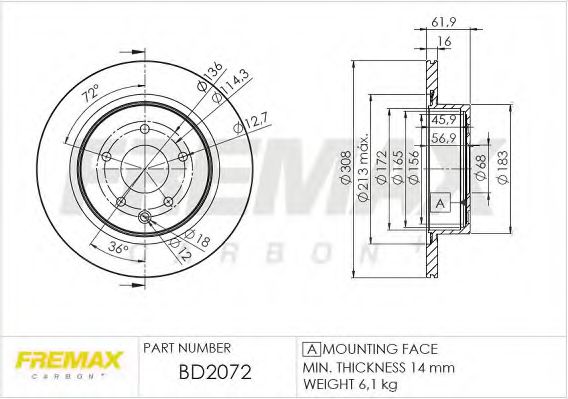 FREMAX BD2072 Тормозные диски для INFINITI EX