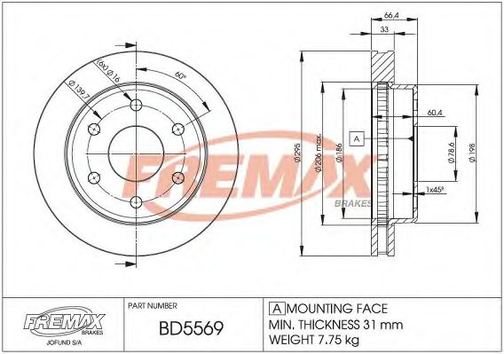 FREMAX BD5569 Тормозные диски для CADILLAC ESCALADE