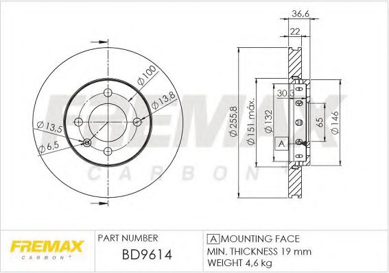 FREMAX BD9614 Тормозные диски для SEAT MII