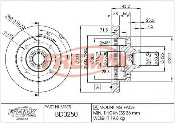 FREMAX BD0250 Тормозные диски для FORD USA F-250