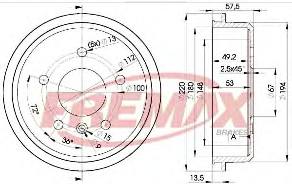 FREMAX BD0114 Тормозной барабан для MERCEDES-BENZ A-CLASS