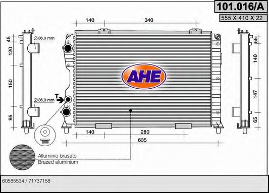 AHE 101016A Радиатор охлаждения двигателя для ALFA ROMEO GTV