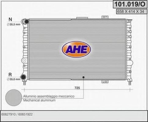 AHE 101019O Радиатор охлаждения двигателя для ALFA ROMEO