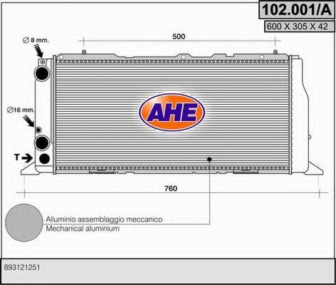 AHE 102001A Радиатор охлаждения двигателя для AUDI