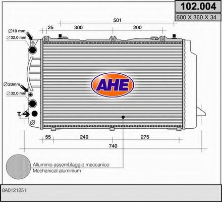 AHE 102004 Радиатор охлаждения двигателя AHE для AUDI