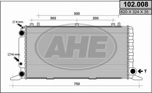AHE 102008 Радиатор охлаждения двигателя AHE для AUDI