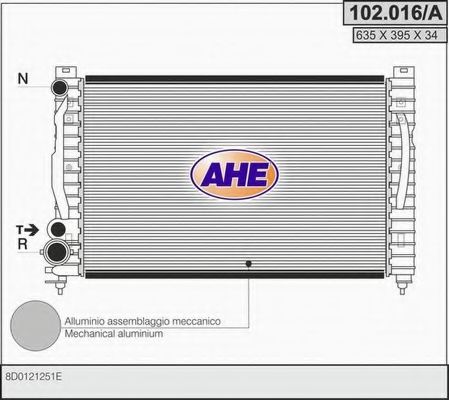 AHE 102016A Радиатор охлаждения двигателя AHE для AUDI