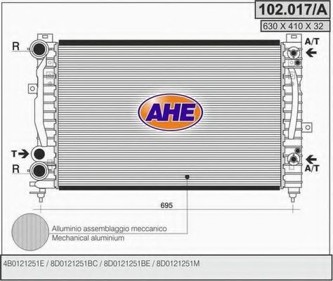 AHE 102017A Радиатор охлаждения двигателя AHE для AUDI