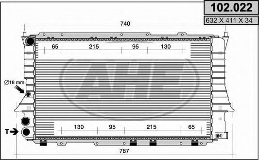 AHE 102022 Радиатор охлаждения двигателя для AUDI 100
