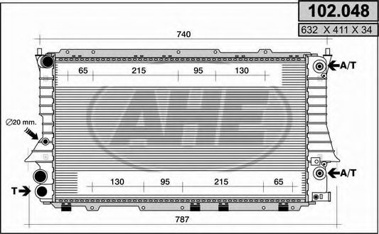 AHE 102048 Радиатор охлаждения двигателя для AUDI 100
