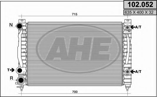 AHE 102052 Радиатор охлаждения двигателя для AUDI