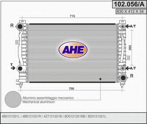 AHE 102056A Радиатор охлаждения двигателя для VOLKSWAGEN