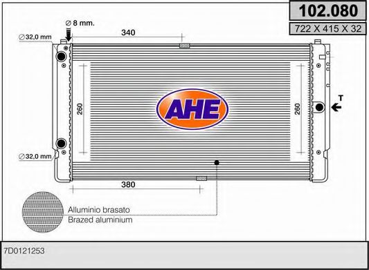 AHE 102080 Радиатор охлаждения двигателя для VOLKSWAGEN