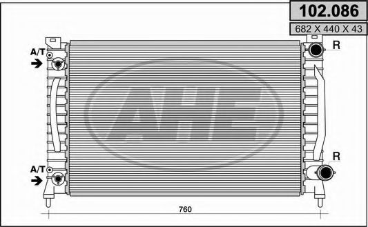 AHE 102086 Радиатор охлаждения двигателя для AUDI